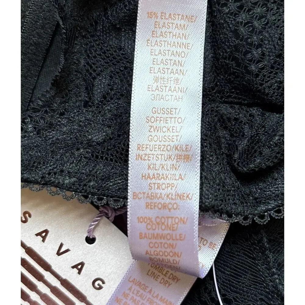 NEW Savage X Fenty Women’s Panties Size 2X Floral Lace Cheeky Black Hipster